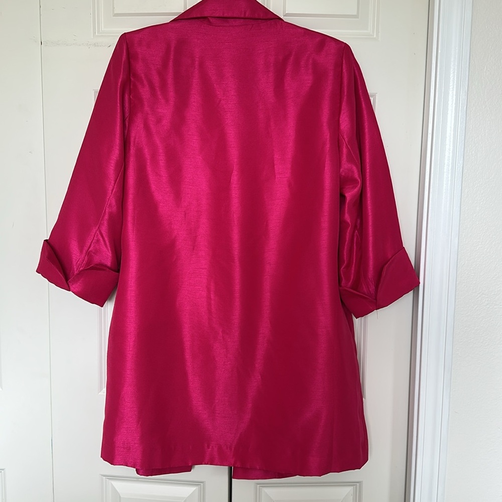 Chico's Women's Shantung Relaxed Open Front Jacket Sz 1 or 8 to 10 stunning pink - Picture 5 of 8